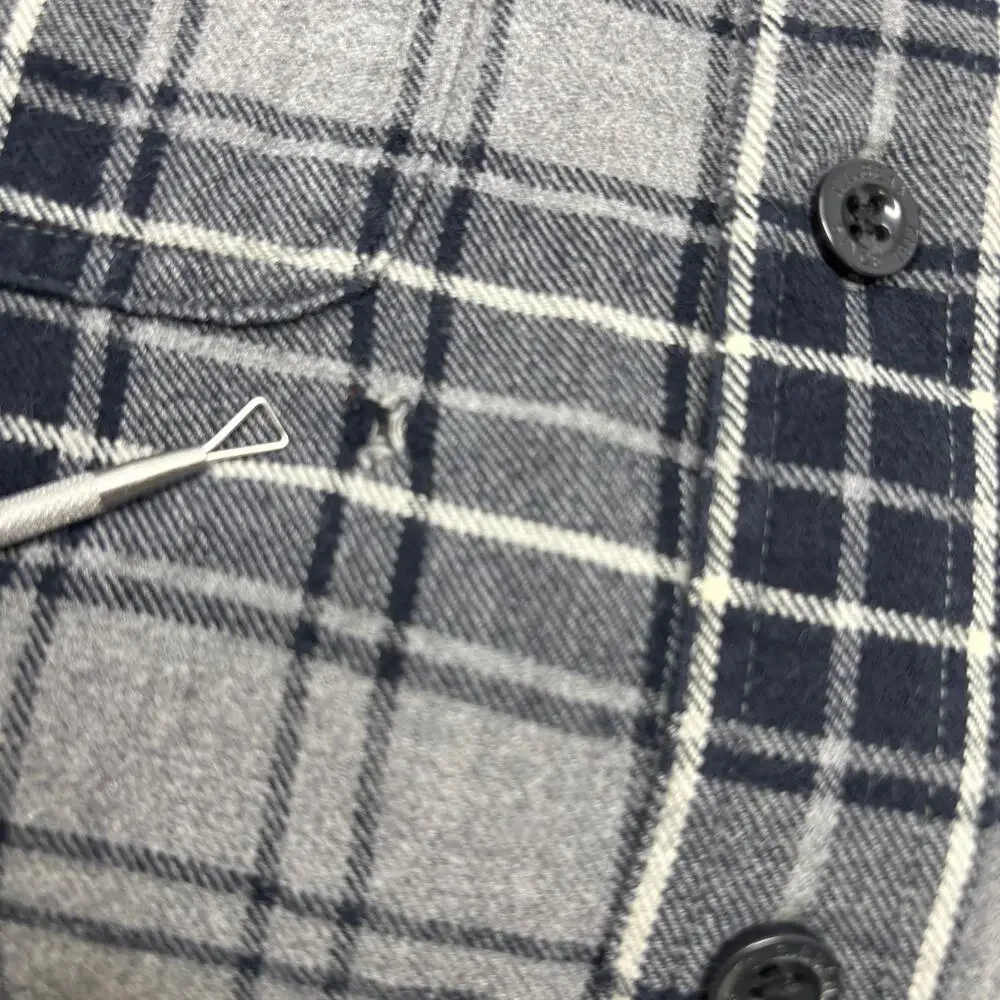 L.L. Bean Medium‎ Blue Gray Fleece Lined Thick Long Sleeve Button Up Shacket